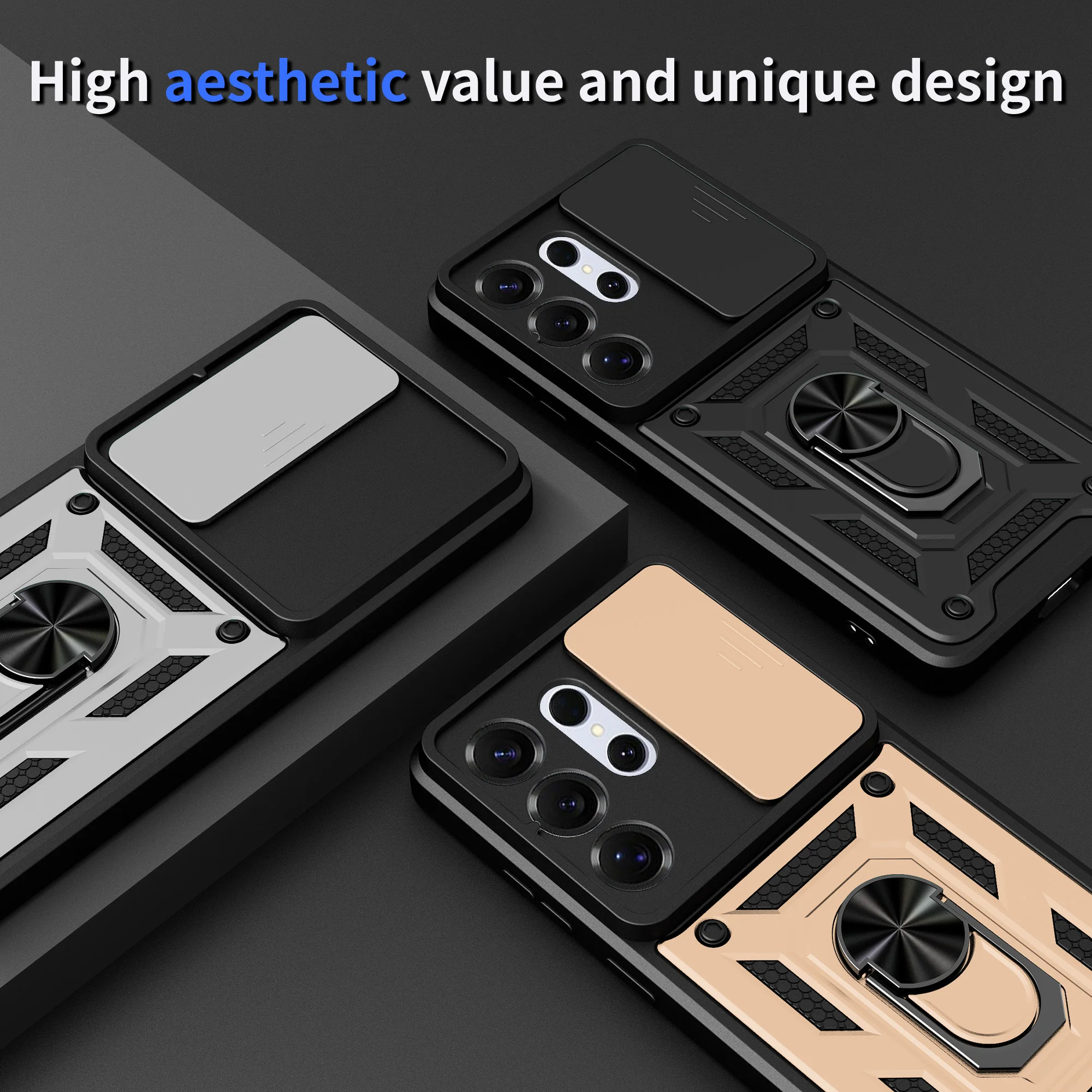 For Samsung Galaxy S26 Ultra Case Galaxy S26 Plus s26 s26+ Magnetic Ring Holder Armor Phone Case Slide Camera Protect Back Cover