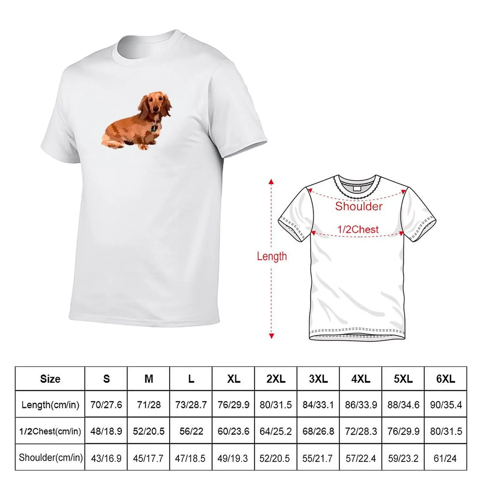 Long haired dachshund T-Shirt Classic Crew Neck Cotton T-Shirt