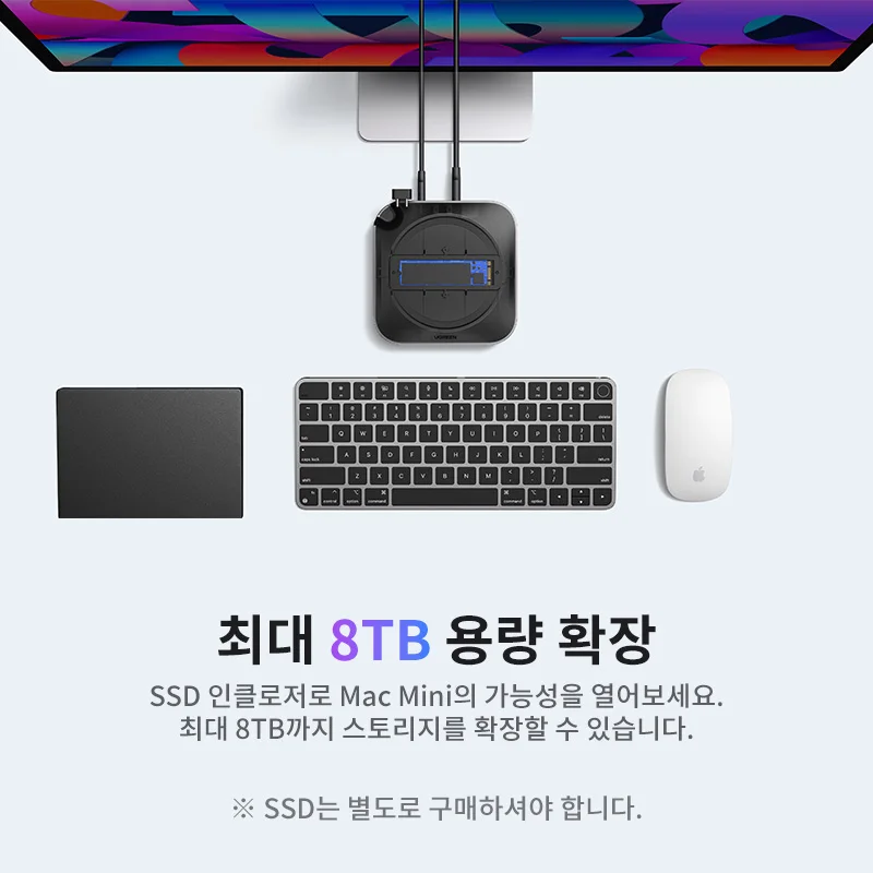 UGREEN 맥 미니 도킹 스테이션 USB 허브 타입-C to DP 4K 240Hz M.2... - 3