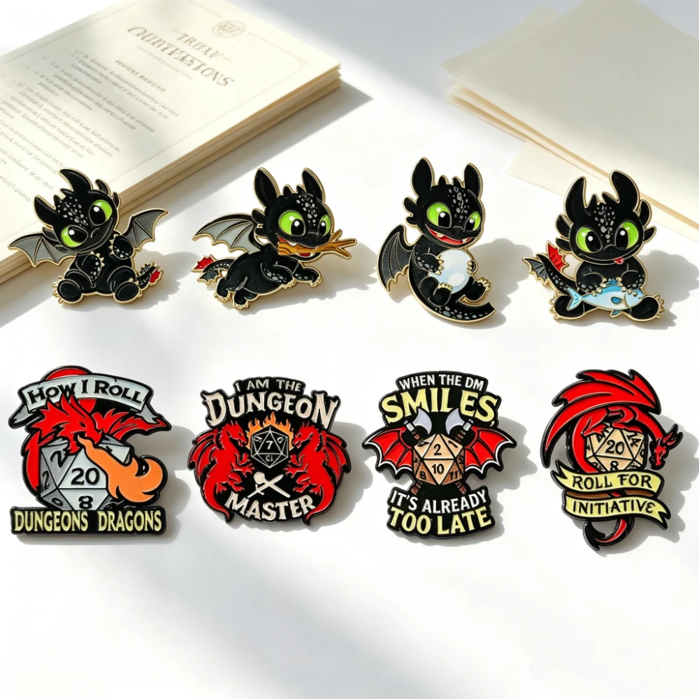 4/8 Stück Niedliche Anime-Style Cartoon-Dämonen-Monster Emaille-Pins Metall-Anstecknadel für Rucksack, Jacke, Kleidung, Dekoration, Geschenk – Detail 2