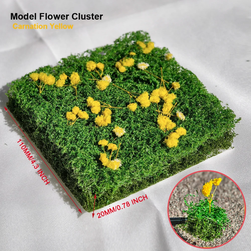 ミニチュア低木と花の群れモデル HO OO N DIY 鉄道列車レイアウト/軍事風景/ウォーゲーム/庭の装飾/ジオラマ用