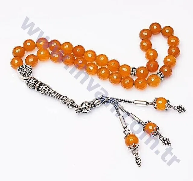 IQRAH Agate Stone Rosary (925 SETTING SILVER Fasetler)