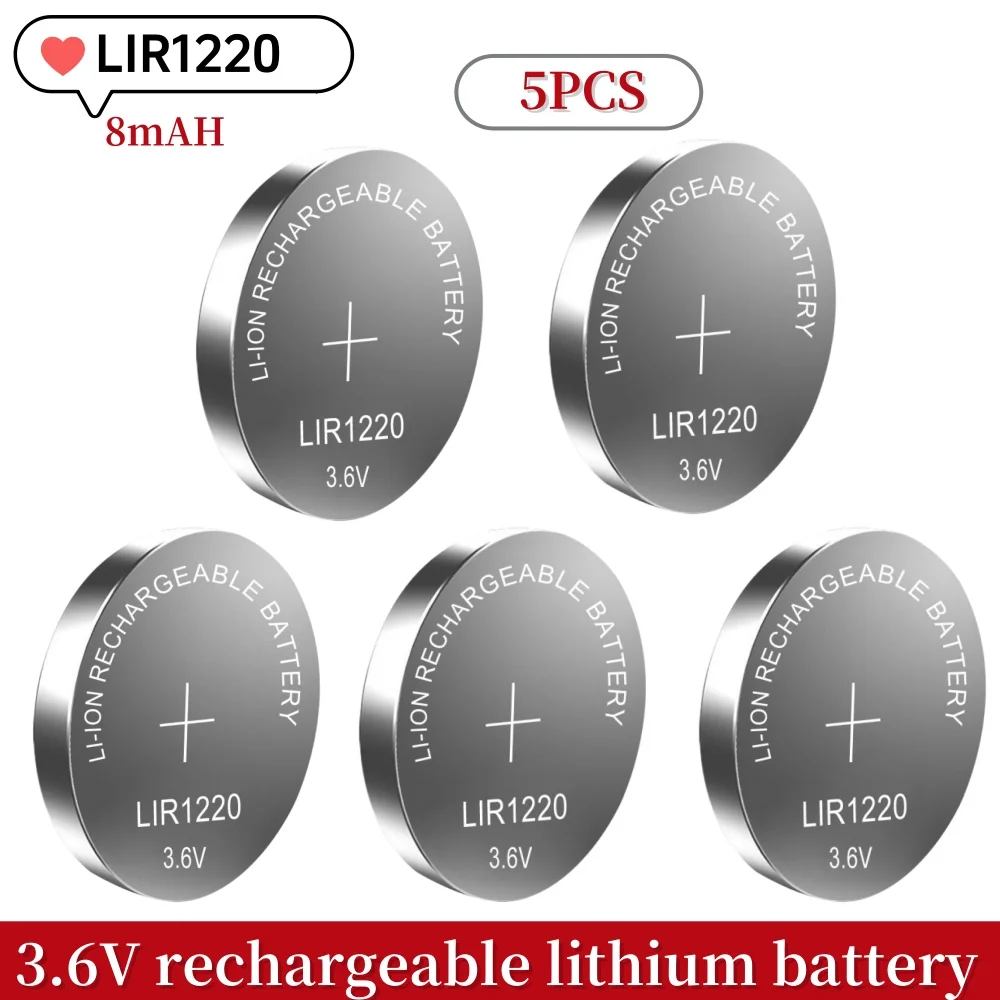 Good quality. 5PCS LIR1220 1220 3.6V Lithium Batteries charging Rechargeable Battery