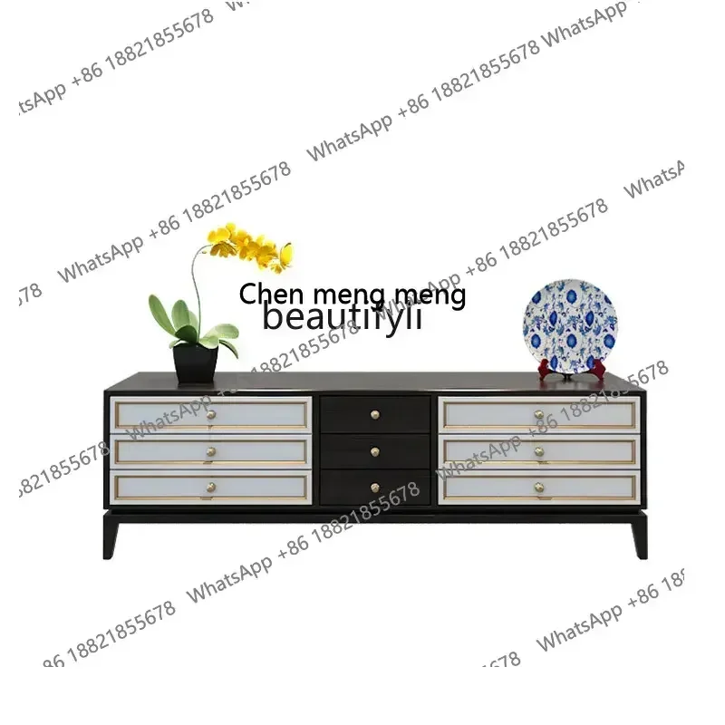 X A New Chinese Style Solid Wood TV Cabinet Coffee Table Combination Modern Simple and Light Luxury Living Room Bedroom  furnitu