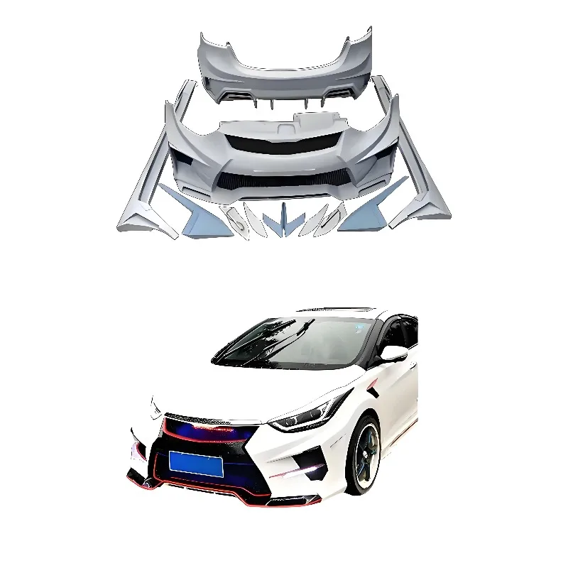 Aftermarket Parts Pp Body Kit Front Bumper, Rear Bumper and Side Skirt Engine Hood for Elantra 2012 2013 2014 2015