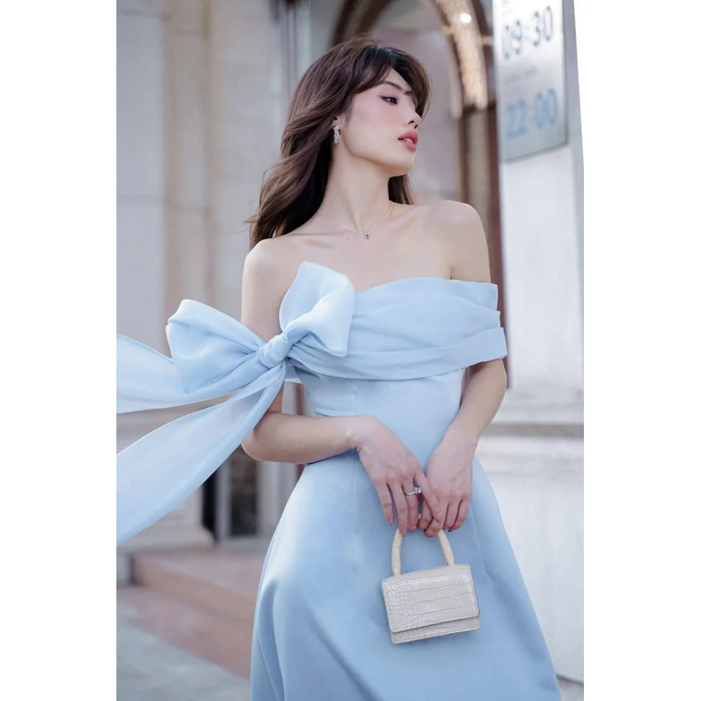 Welove 2023 Strapless Sleeveless A-LINE Pleat Formal Evening Dress Floor Length Sweep Train Classy Prom Gown For Woman 프롬드레스