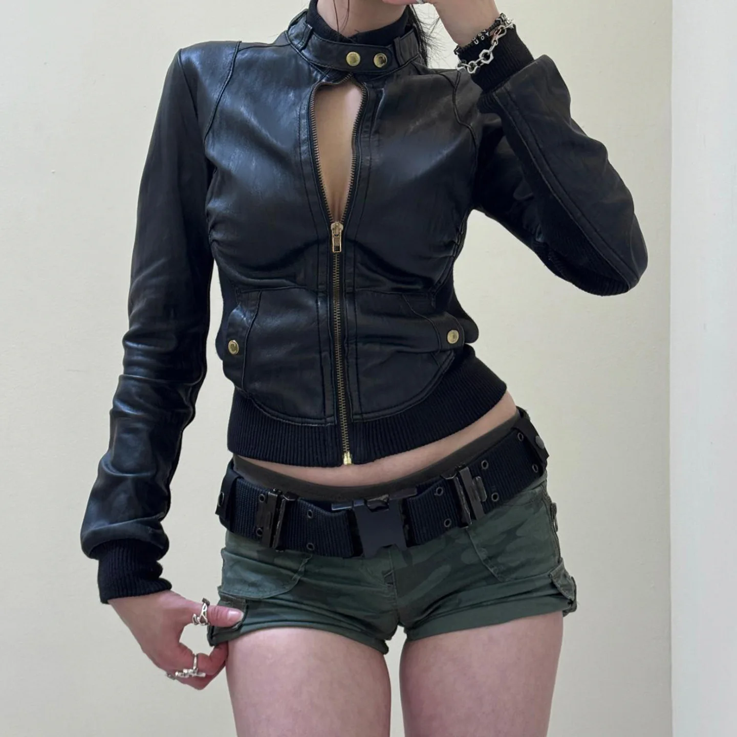 Faionable Cappotto in pelle ort di colore puro da donna Stagione autunnale Meccanico Sle Regular Capispalla sottile da donna Jaet