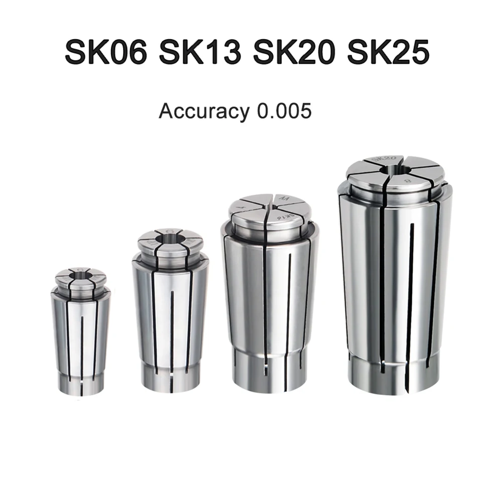 SK06 SK13 SK20 SK25 Spring Steel Collet High Precision Holder Accuracy 0.005mm SK Chuck Milling Cutter CNC Machine Center Collet