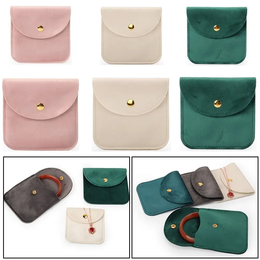 5Pcs Velvet Gift Jewelry Bag Snap Button Packaging Pouch Necklace Earrings Ring Storage Pouch Jewelry Packaging Supplies