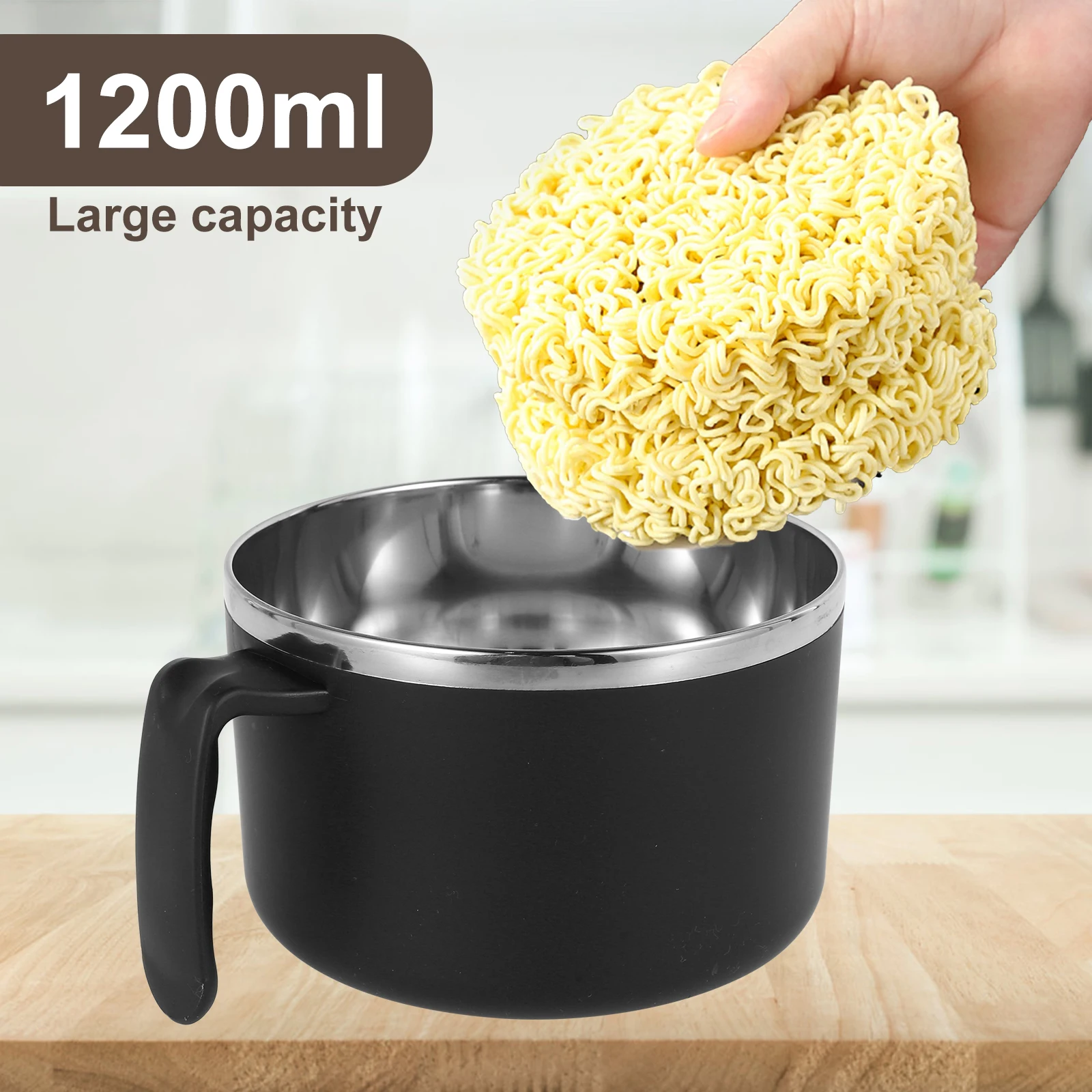 2/1pc Ramen Bowl 1200ML Instant Noodle Bowl Microwave Safe Food Containers for College Dorm Office Home Family Pack Lunch Box