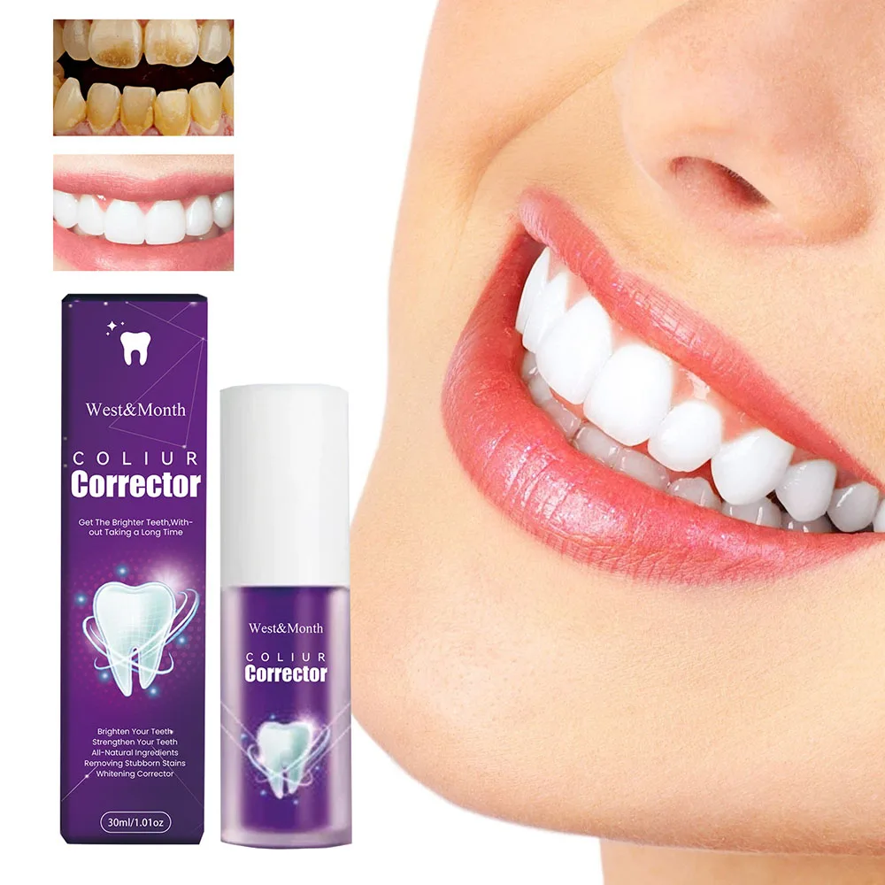 Mild Purple Whitening Toothpaste Remove Coffee Tea Stains Whitener For Hotel Bathroom