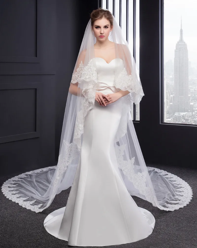 

Фата, кружевная, объемный хвост, двухслойная фата-гребень для волос