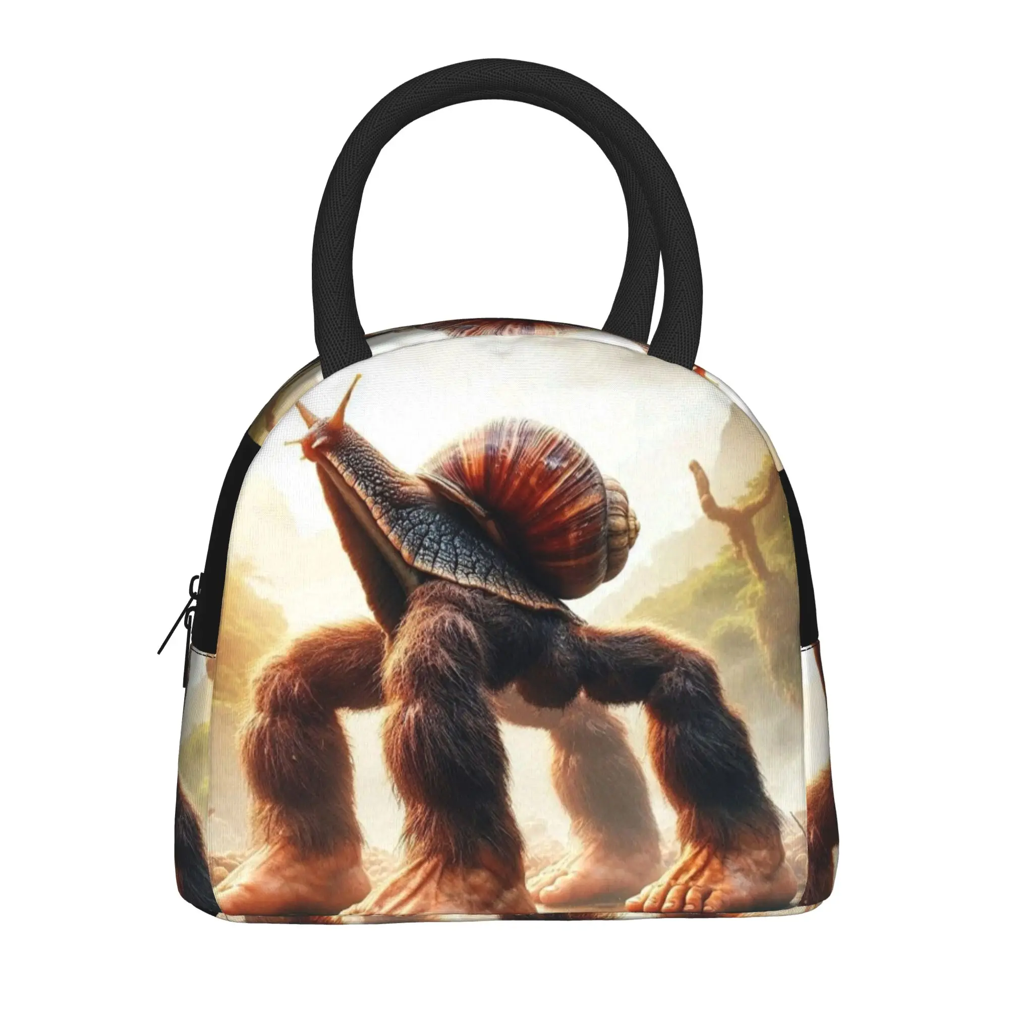 Back to school season  Storage Bag Bigfoot Snail Hybrid Creature Art Vintage Fashionable Personalised Lightweight Lunch Bag