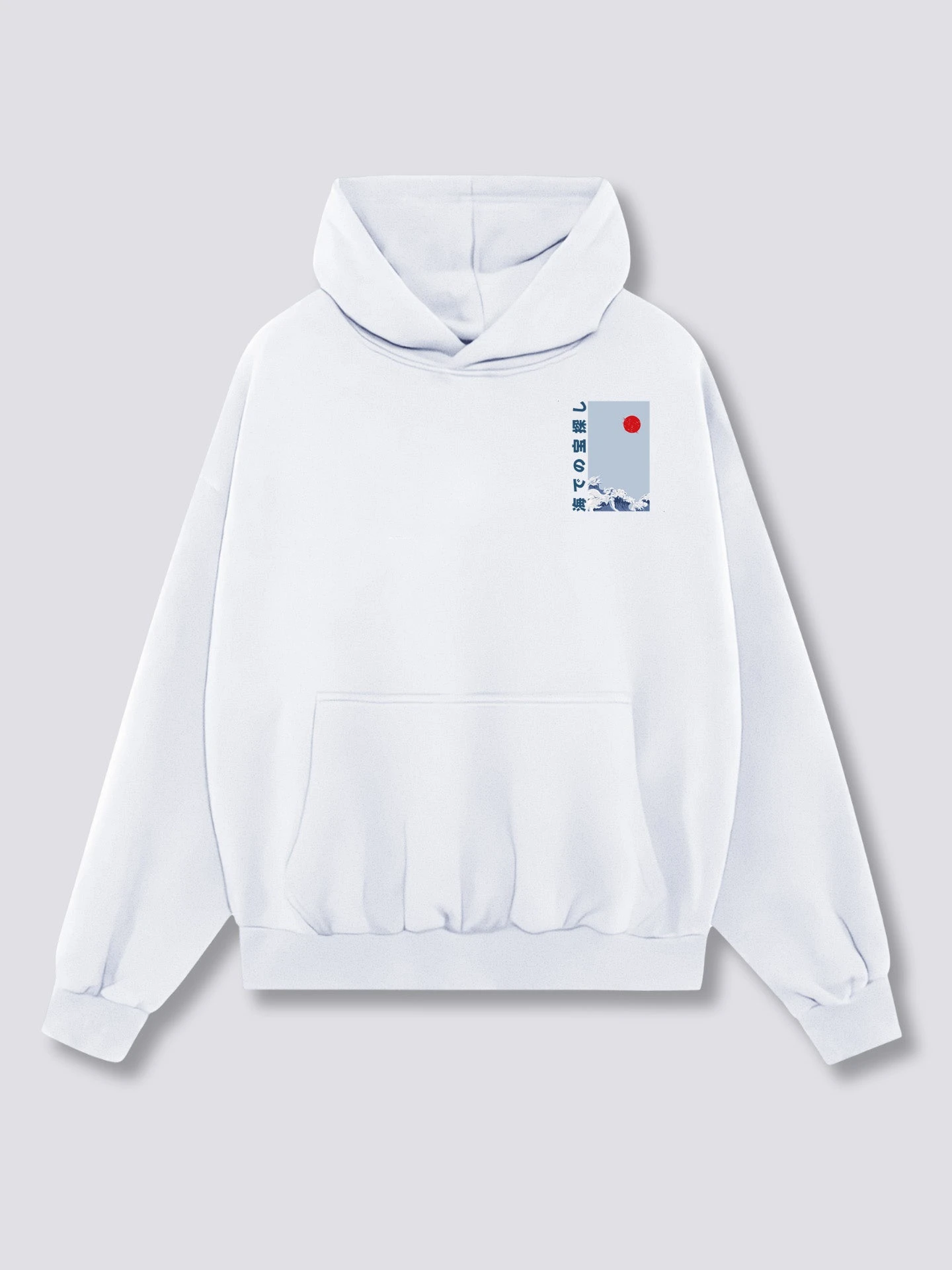 DTG Print Ocean Wave Red Sun Hoodie Unisex Oversized Pullover Sweatshirt Japanese Harajuku Y2K Streetwear Vintage Hooded Tops