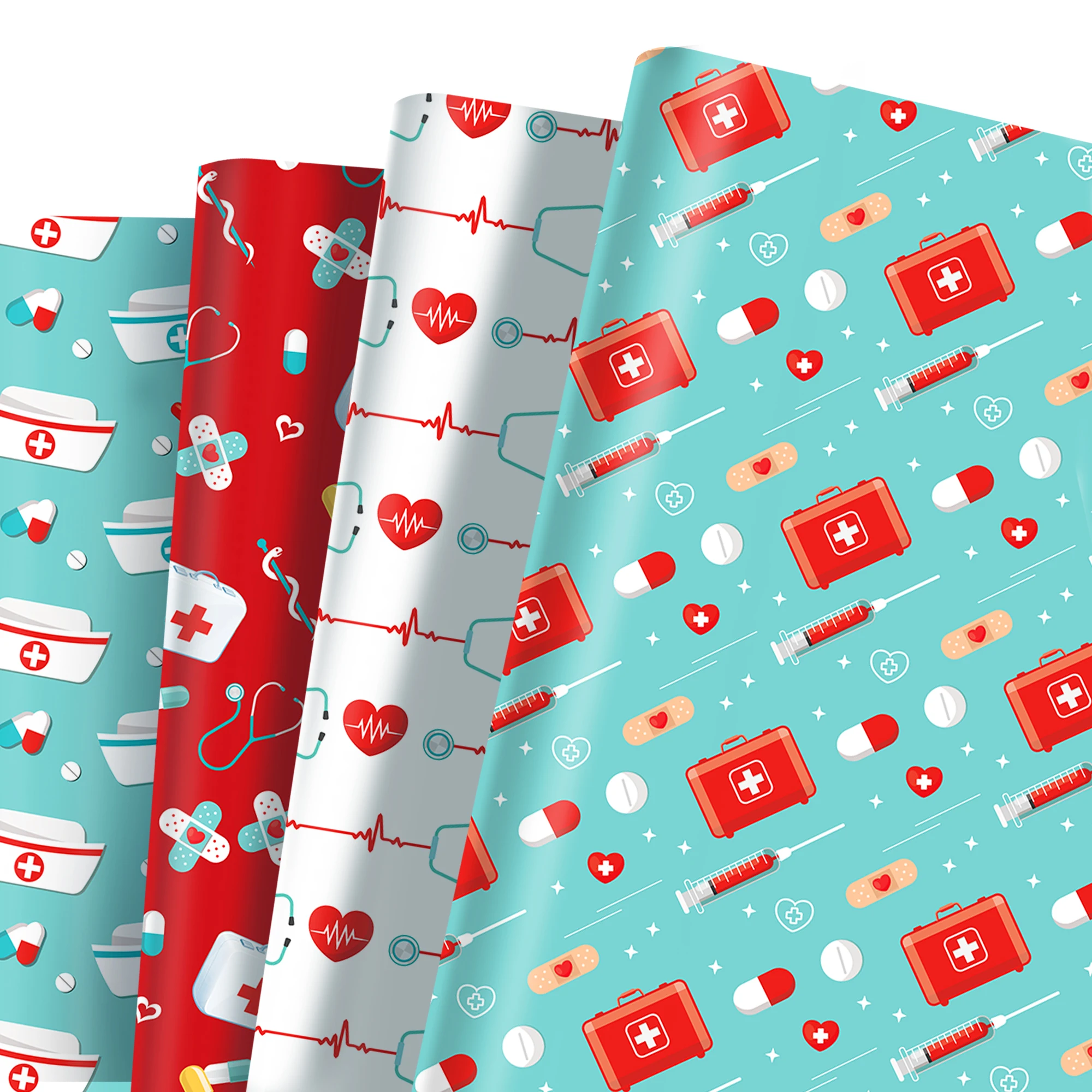 12pcs Happy Nurses Day Pattern Gift Wrapping Paper Baby Birthday Gifts Decorative Packing Paper Party Material Craft Papers