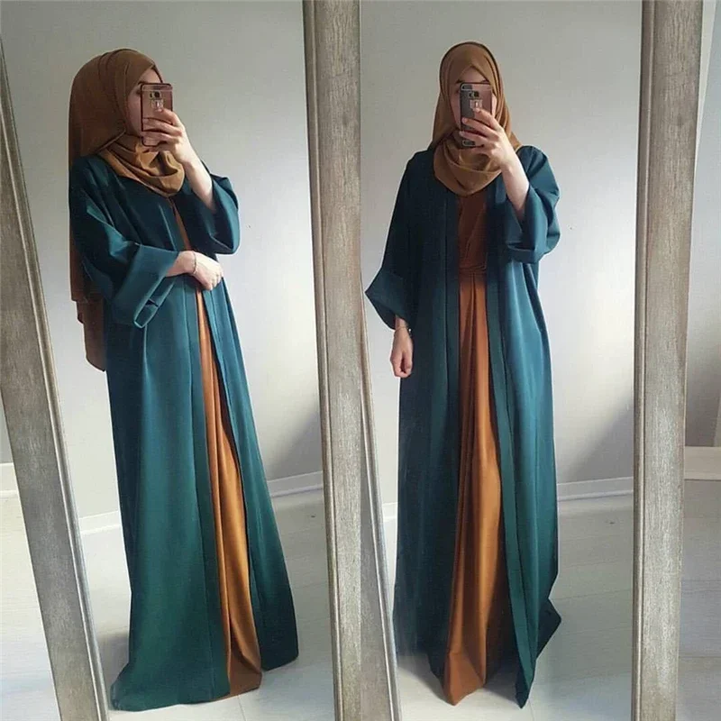 Islamic Clothing For Women Abaya Muslim Fashion Kaftan Dress Long Sleeve Cardigan Solid Arab Dubai Turkish Islam Dresses MN10