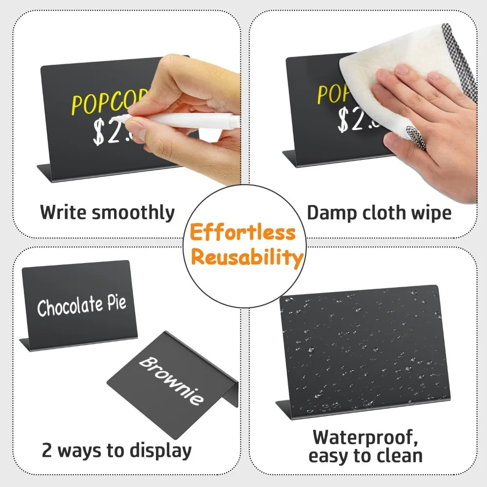 10Pcs Mini Chalkboard Signs PVC Small Chalkboard Black Mini Tabletop Chalkboard Signs for Wedding Birthday Parties Message Board