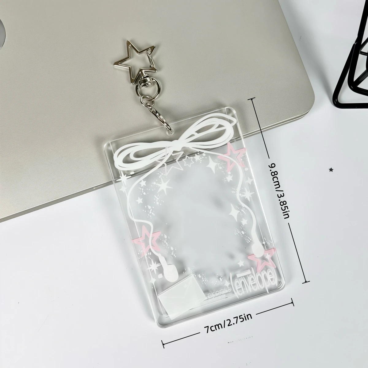 KPOP Photocard Holder Keychain, Bow Photo Card Case Bag Charm, Clear Display Frame for Idol Photocards view 5