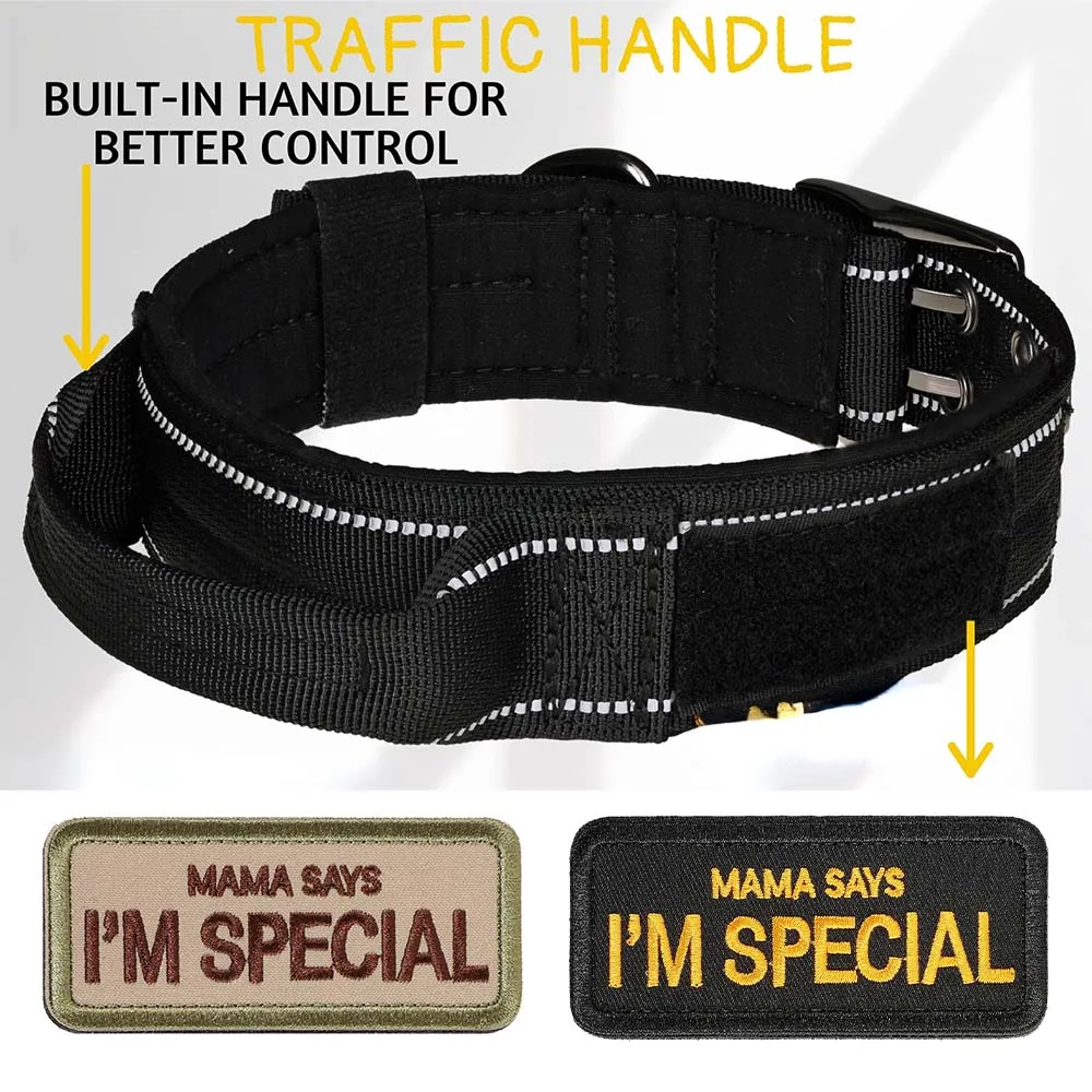 Reflective Heavy Duty Dog Collar with Handle - Thick and Durable Collar for Large Dogs, Ideal for Training, Walking, or Hunting