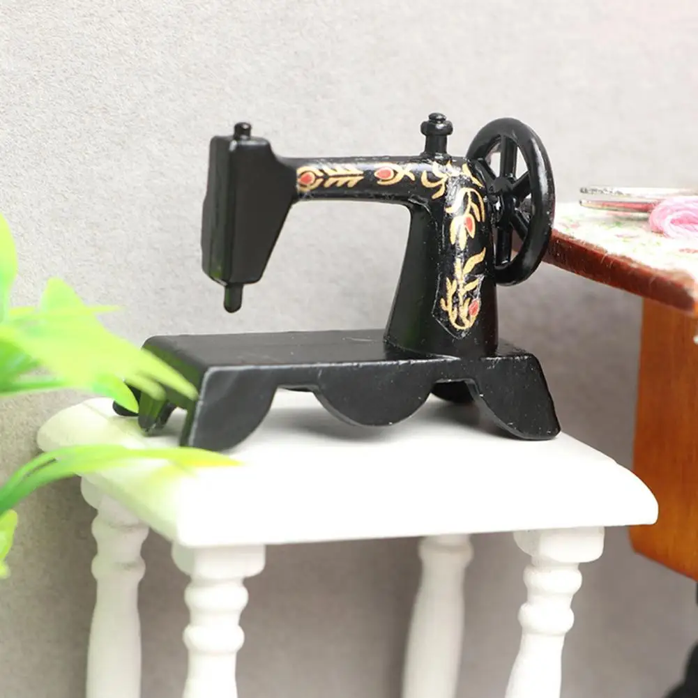 Doll House Ornament Fine Workmanship Universal Miniature Sewing Machine Miniature Dollhouse Sewing Machine Furniture Decor