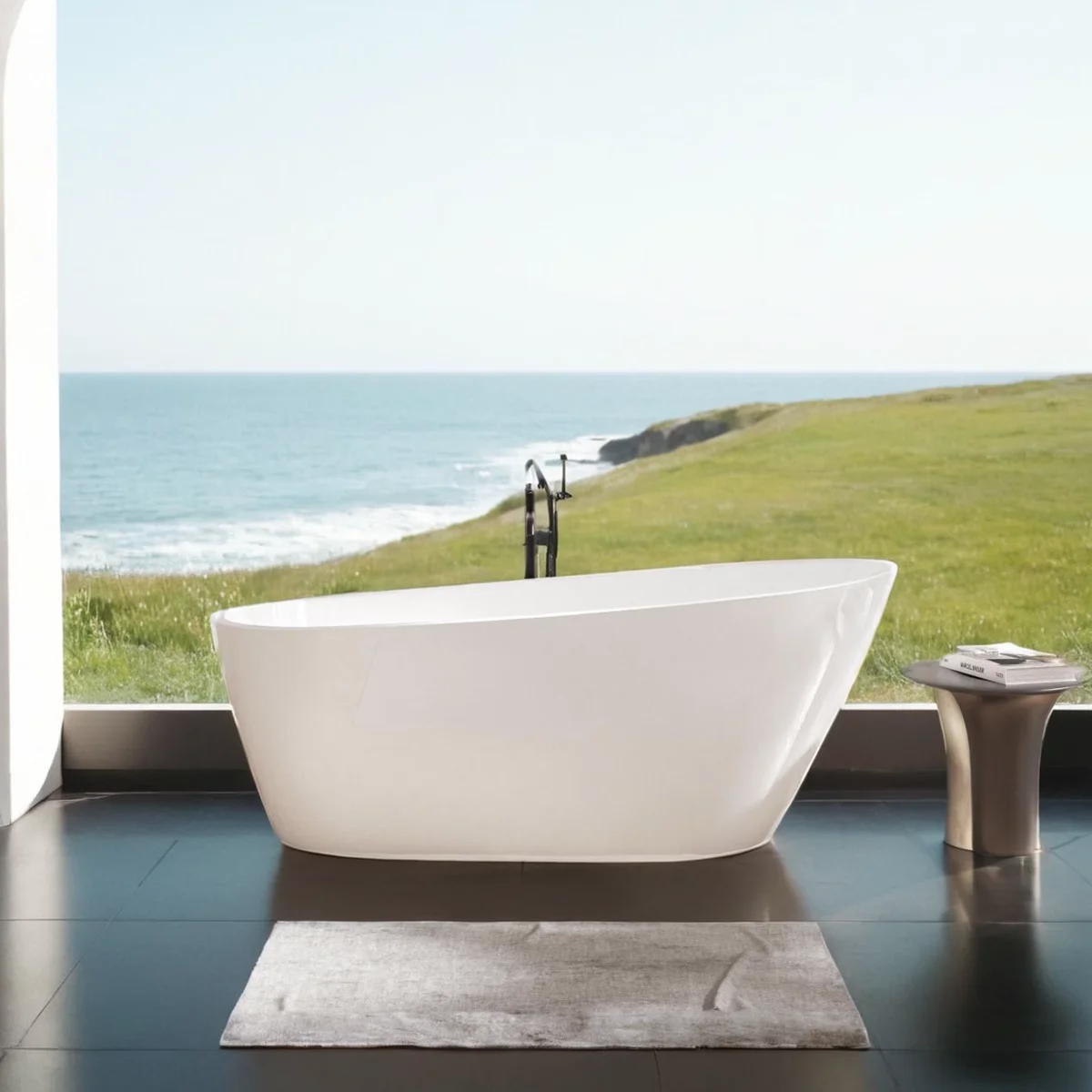 

67'' Acrylic Freestanding Soaking Bathtub with Integrated Slotted Overflow and Brushed Nickel Toe-tap Drain