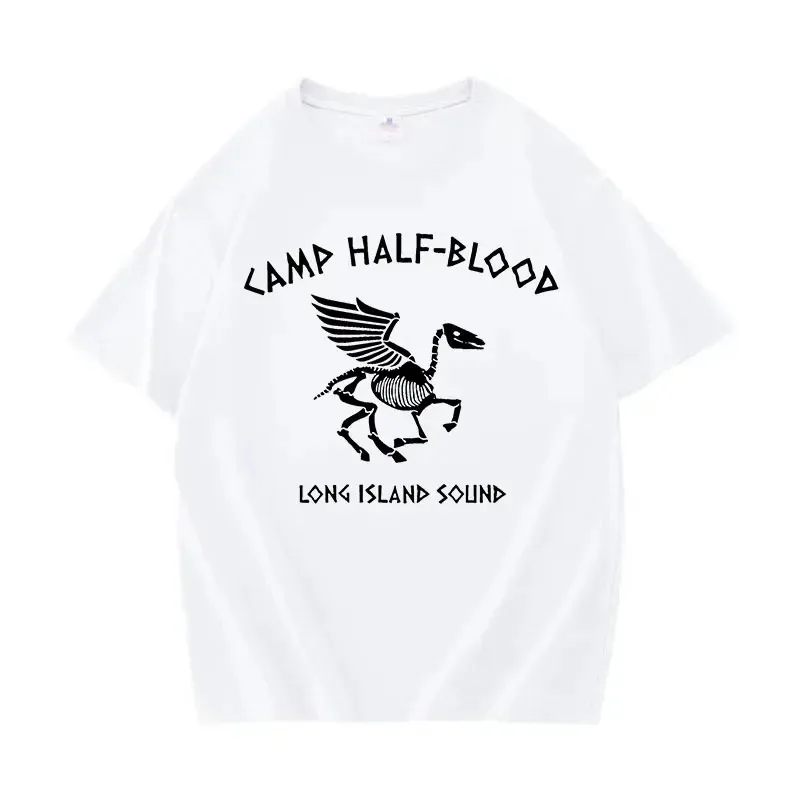 Camp Half Blood Long Island Sound Skull Percy Jackson T Shirts Men Women Vintage Casual Cotton Oversized T-shirt Gothic Clothing