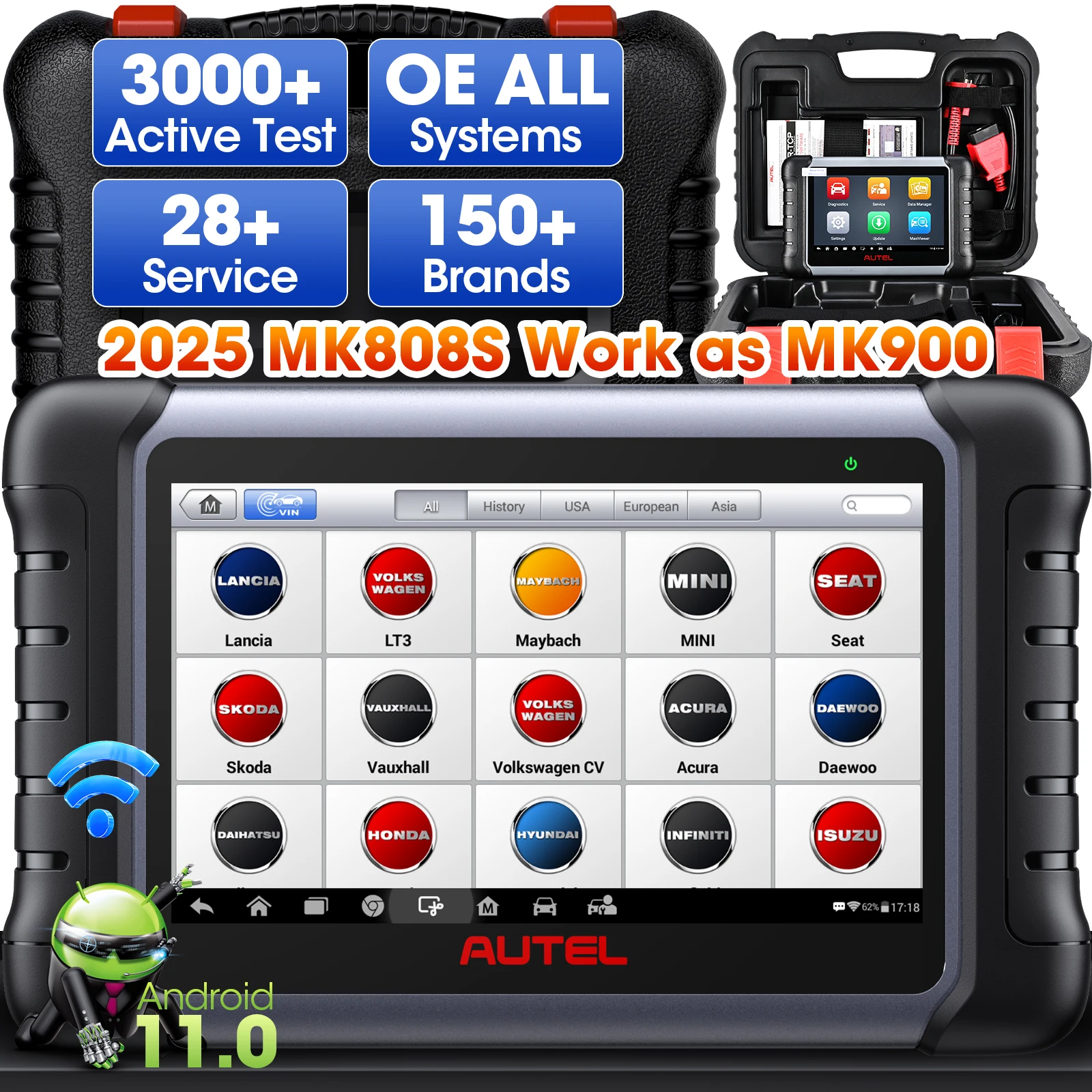 

Автомобильный диагностический сканер Autel MK808S Pro, активный тестовый ключ, кодирование FCA Autoauth Android 11, обновленный MK808