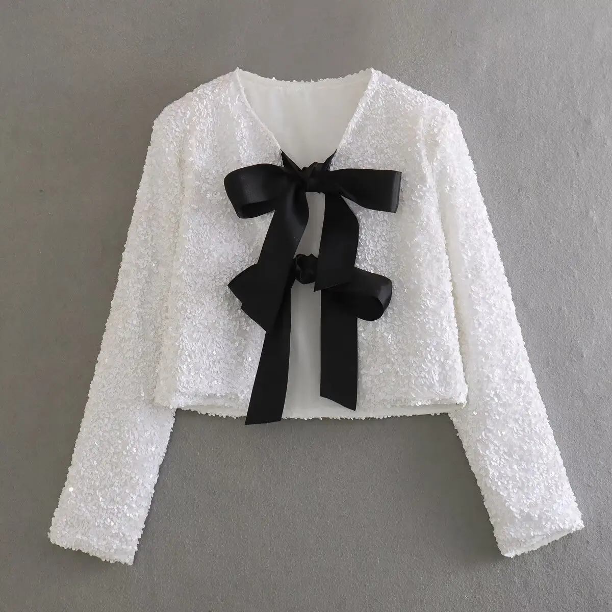 

NINE ZAR Women's Vintage Casual Glitter Knot ort Top Coat Loose Fit round Ne Polyester Fiber Spring Season