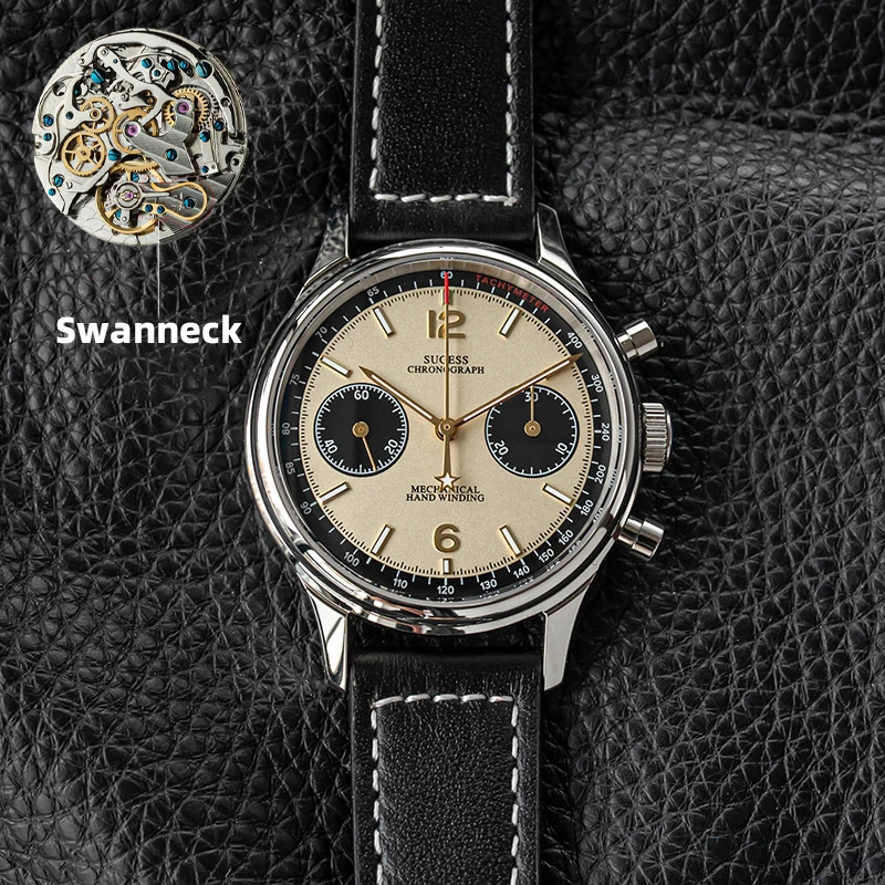 40 mm heren legerhorloge 1963 pilot mechanisch Sugess Panda polshorloge saffier luchtmacht horloges chronograaf officiële ST1901 beweging