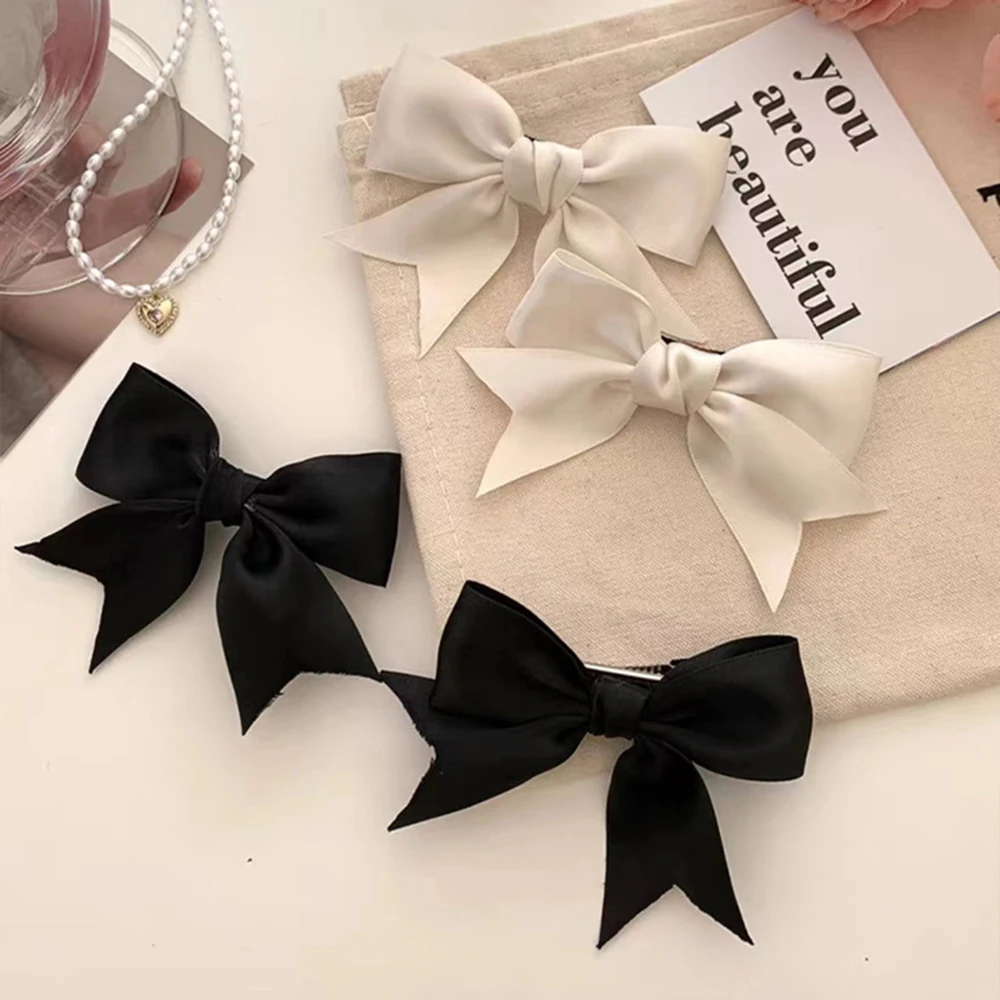 2Pcs Bow Ribbon Hair Clip Fashion Bowknot Hairpins Small Cute Barrettes Women Girls Kids Bows Clips Ornament Headwear Headdress