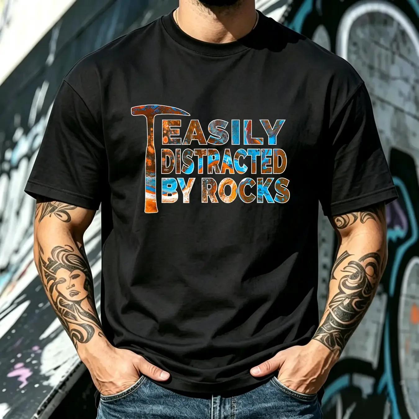 washed T Shirt NEW Geology Easily Distracted By Rockhound long or short sleeves vintage Washed graphic Casual Soft Versatile