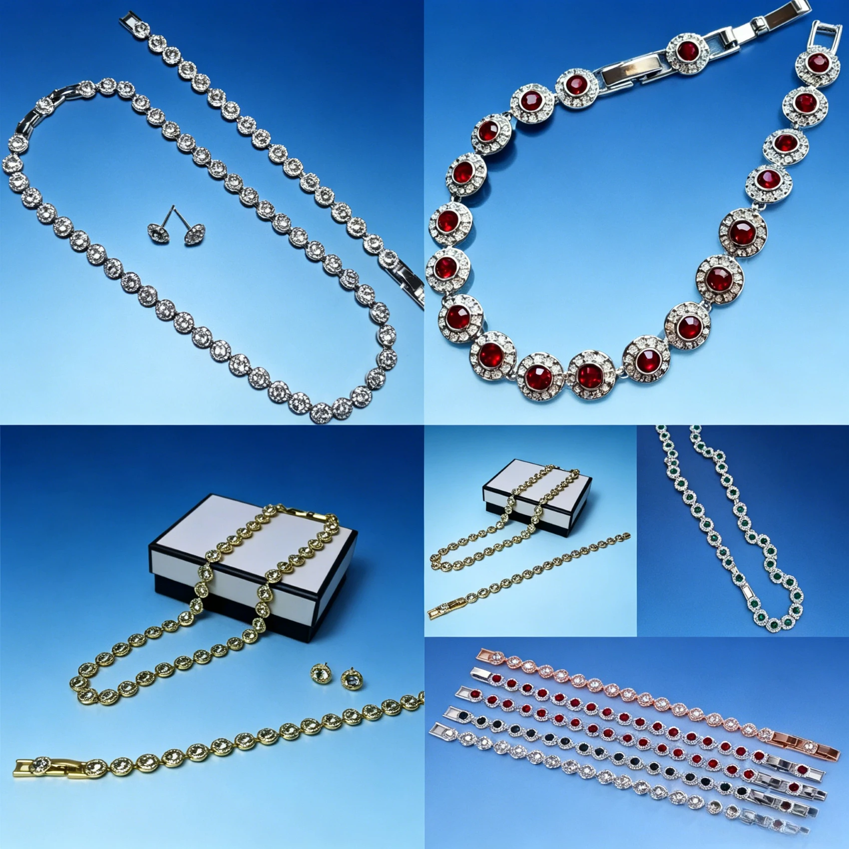 

2026 New Round Crystal Jewelry Set | Women's Luxury 4-Piece Gift (Necklace, Bracelet, Earrings, Ring)