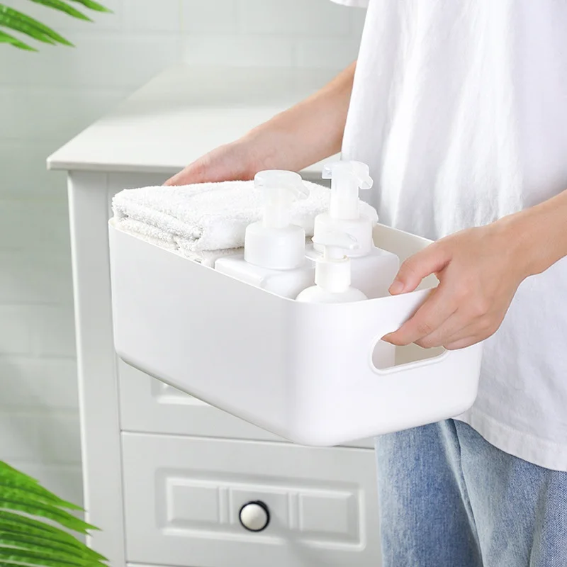 Decorative Desktop Storage Box Dormitory Sundries Plastic Cosmetic Storage Box Bathroom Kitchen Sorting Storage Basket Bins