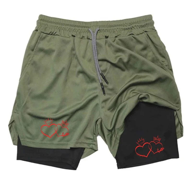 

Men 2-in-1 Running Compression Shorts Training Sport Gym Quick Dry Shorts with Pockets