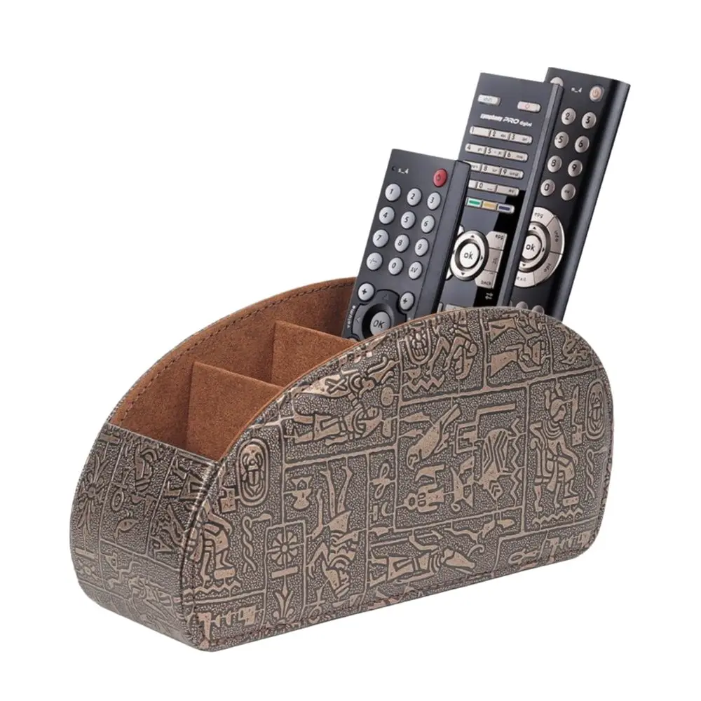 PU Leather Remote Control Holder Universal Modern Remote Control Box Multi-Device Cable Management Desktop Storage Box