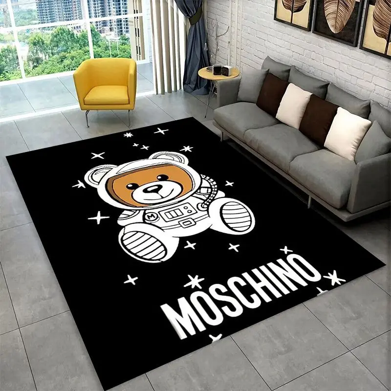 Alfombra Antideslizante Clásica con Diseño de Oso de Dibujos Animados M-Moschino para Sala de Estar, Dormitorio, Sala de Juegos, Alfombra Suave para el Hogar, Decoración para Habitación Infantil