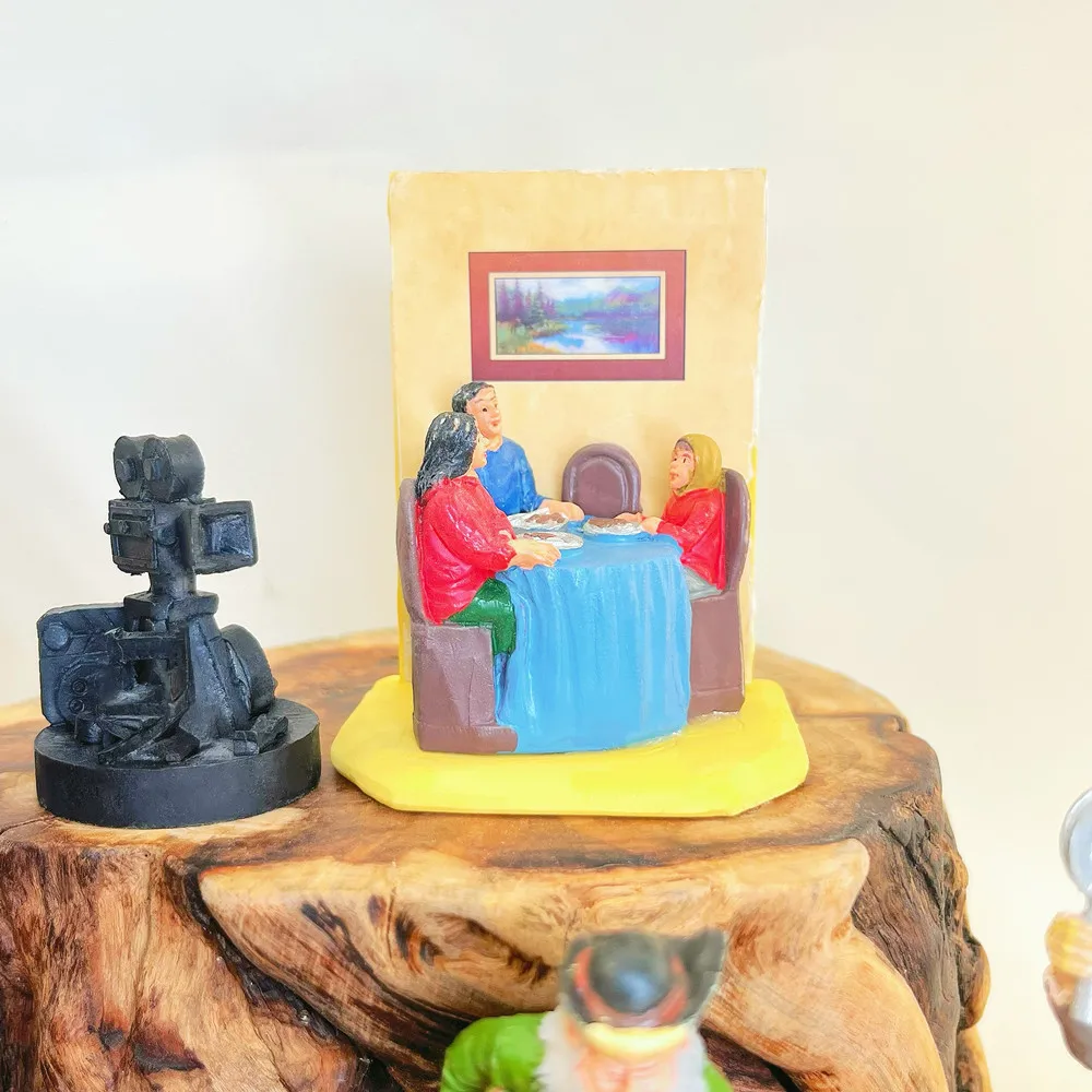 `Christmas Village Mini Resin Figures Hand Painted Micro Landscape Ornament Halloween Monster Studio Scene Decor`