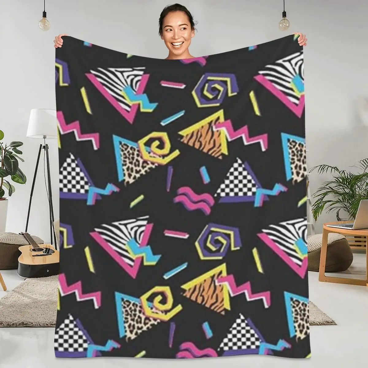 

Мемфис супер теплое одеяло геометрические постельные принадлежности для путешествий офиса осенний принт на заказ Фланелевое покрывало для дивана покрывало для кровати