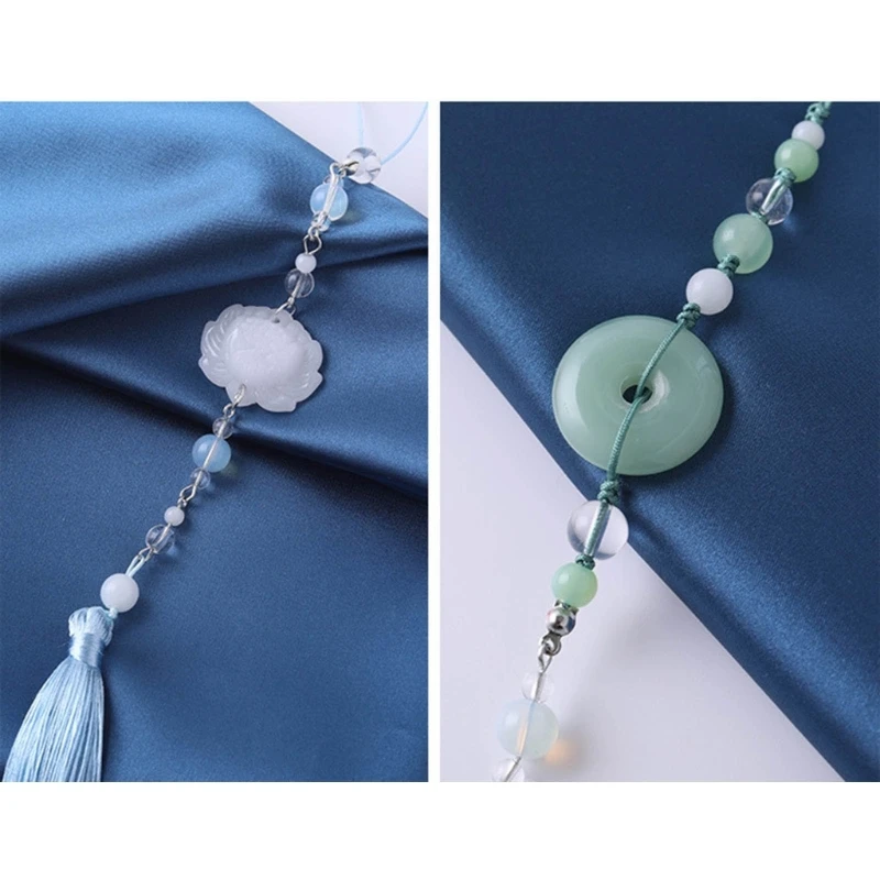 31BB Chinese Hanfu Tassels Pendant Retro Waist Pendants with Imitation Jade Stylish Jewelry for Parties Clothing Accessories