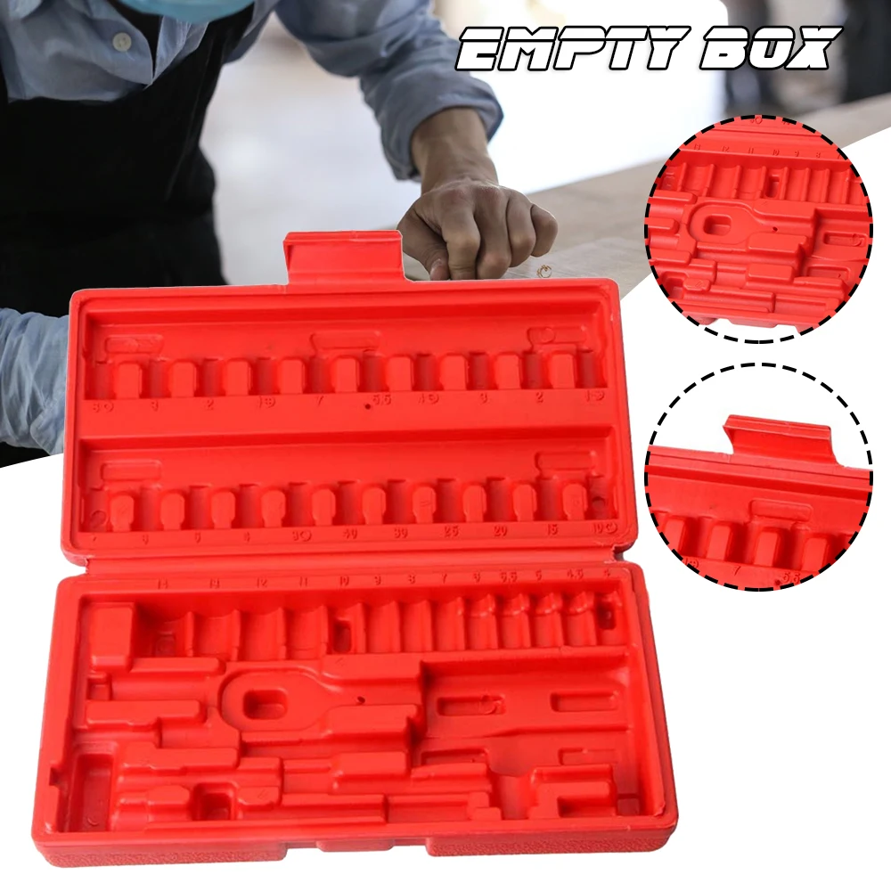 46pcs Set Capacity Empty Box 1/inch 6.35 Ratchet Sleeve Repair Tool Red