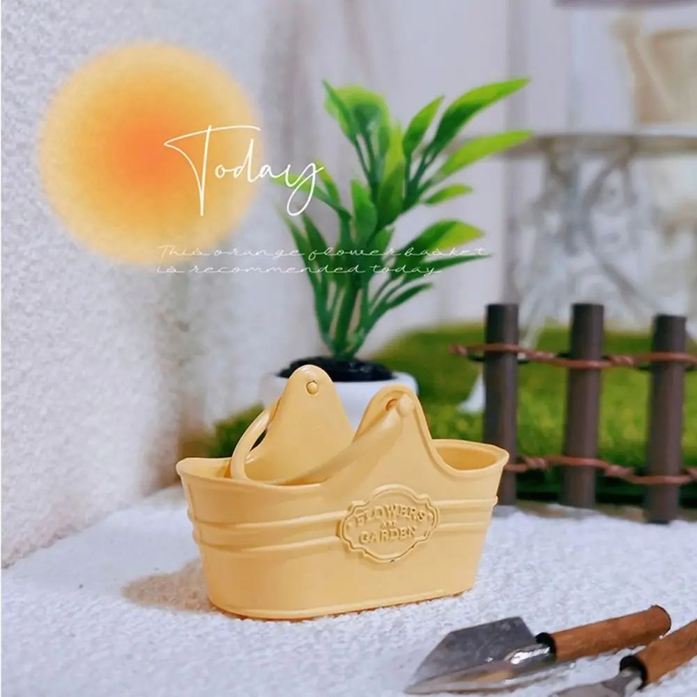 New Metal 1:12 Dollhouse Basket Multicolors Construction Props Shopping Basket 41*18*39mm Flower Bucket Basket
