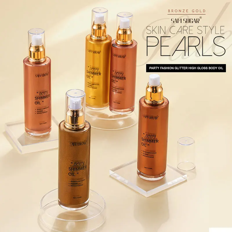 Olejek rozświetlający do ciała i twarzy, płynny bronzer z efektem połysku, wodoodporny, odporny na pot, idealny na imprezy na plaży, sesje zdjęciowe i wydarzenia.