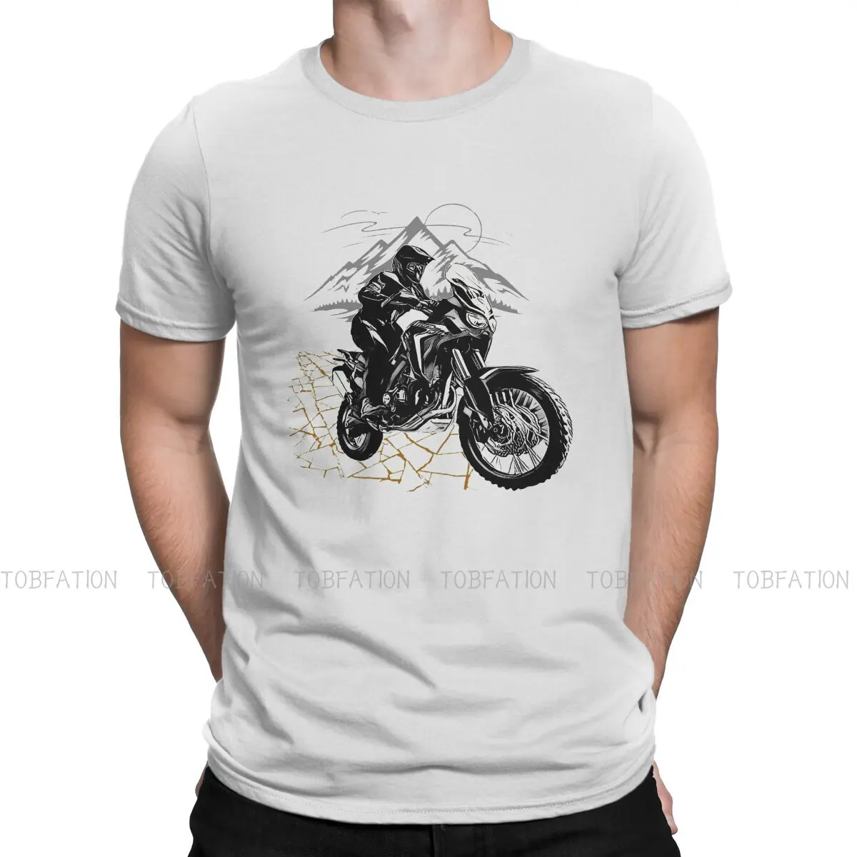 Adventure Motorcycle Tour Africa CRF1000  Tshirt Harajuku Gothic Men's Tees Tops Oversized Cotton Crewneck T Shirt