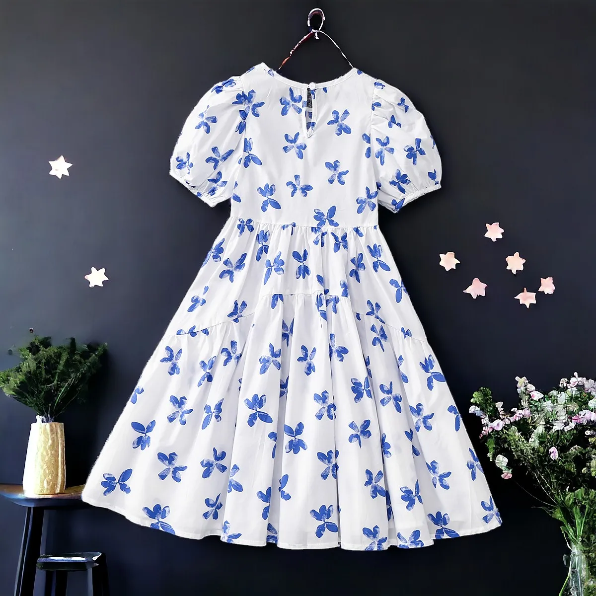 Baby Kids Floral Butterfly Dresses for Girls Outfits Bohemia Summer Short Sleeve Teens Children Princess Costumes 5 7 9 11 Years