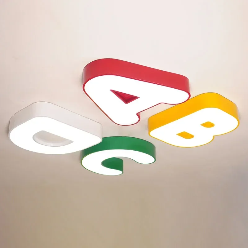 Led Ceiling Lights Cute Alphabet Lamp Childrens Room Boy Bedroom Warm Romantic Lamp Ceiling Lamps
