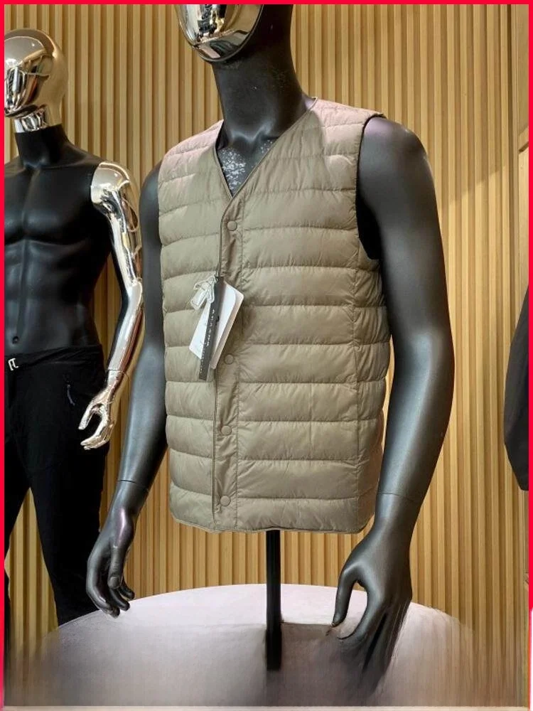 

Men's Faion Casual V-Ne down Vest Lightweight Warm 90 Du down Winter Outerwear Polyester Fiber Button Decoration