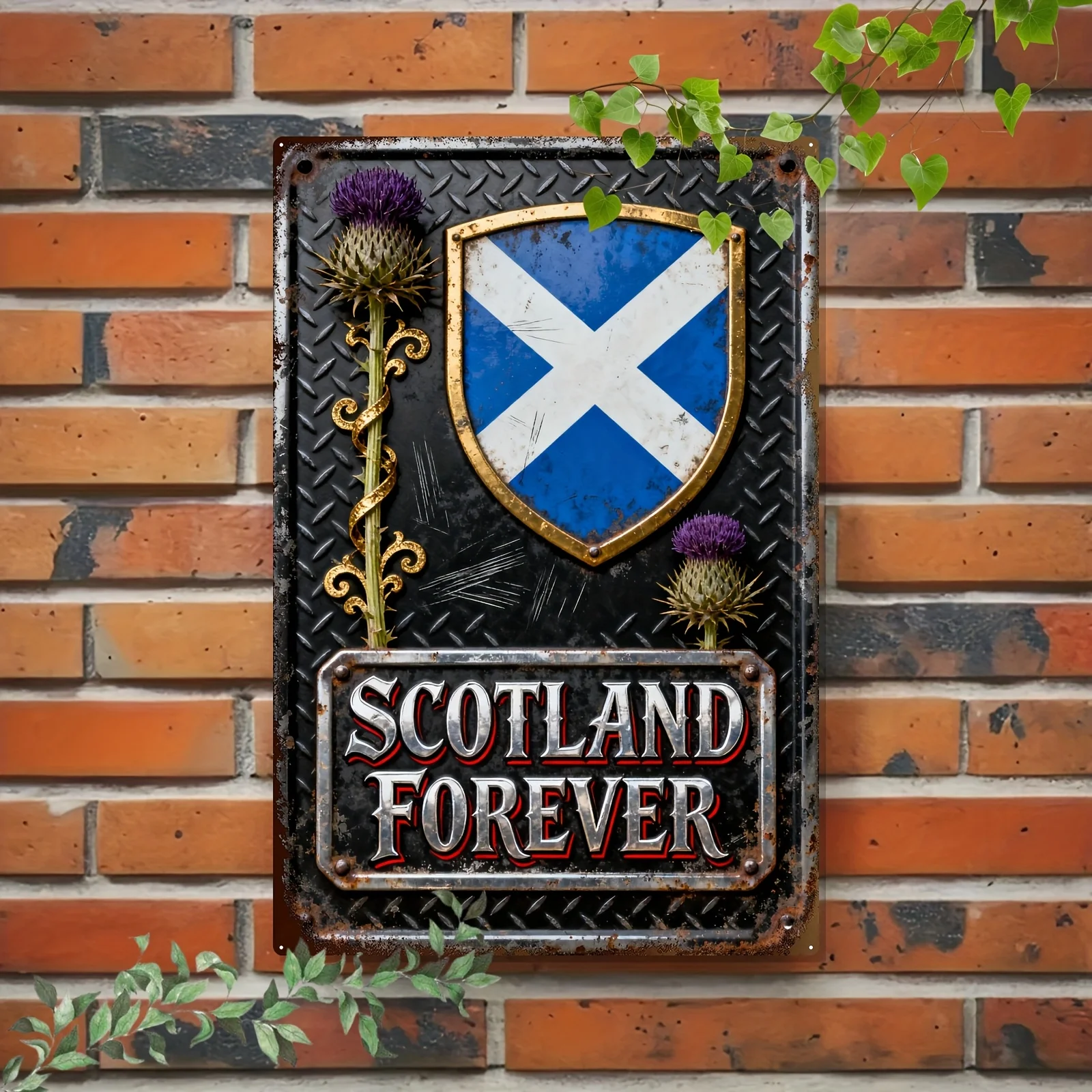 Arte de pared de Metal con bandera escocesa, emblema de Saltire Cross & Eotland Forever, cartel de estaño resistente a prueba de herrumbre para el hogar, Bar, Ca, 1 ud.