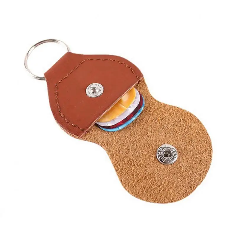 1 pc Guitar Plectrum Box with 10 pcs Guitar Picks Set PU Leather Keychain Plectrum Bag Picks Set