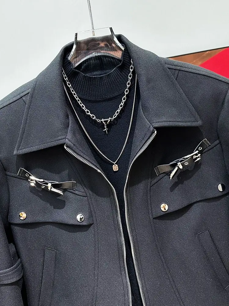 

2026 весна и осень, новая модная куртка индивидуального дизайна, мужская свободная модная красивая короткая куртка с подплечниками