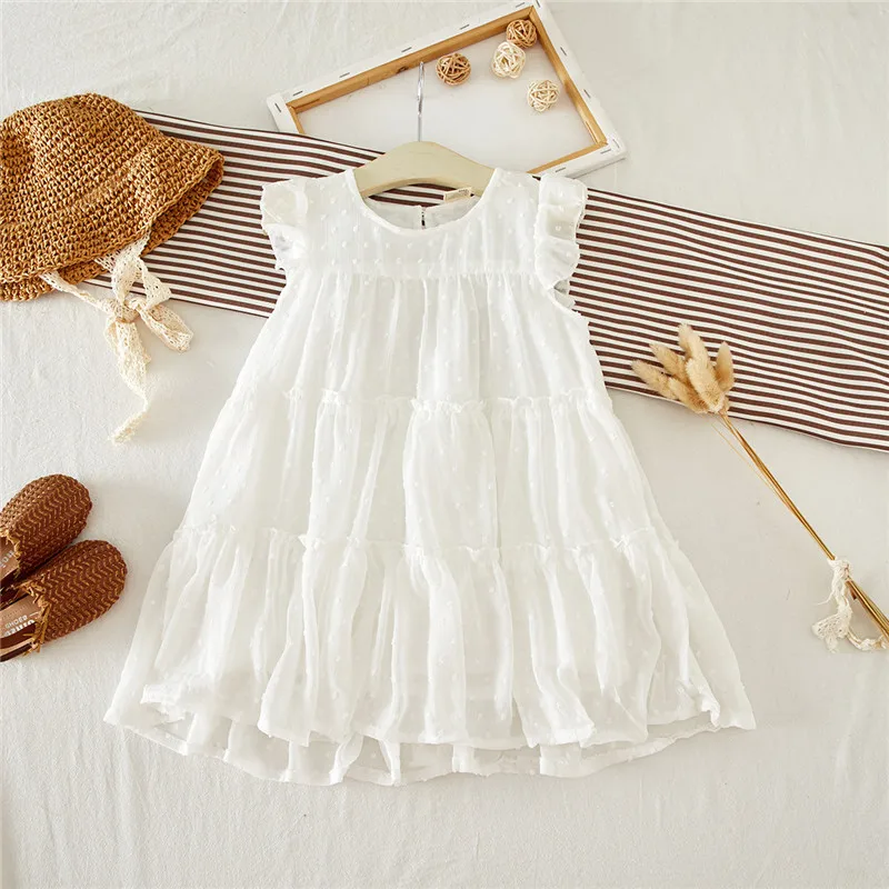 Vestido de chiffon para meninas elegante vestido de princesa 25 verão novo comércio exterior roupas infantis entrega3-8 anos de idade
